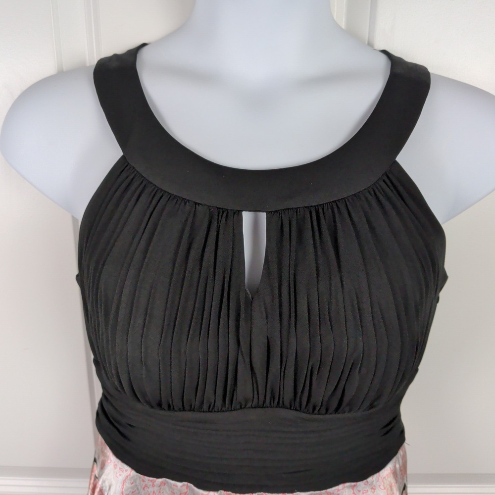 Flowy Satin Handkerchief Hem Halter Dress Paisley Y2K Feminine Size 14 - Picture 3 of 9
